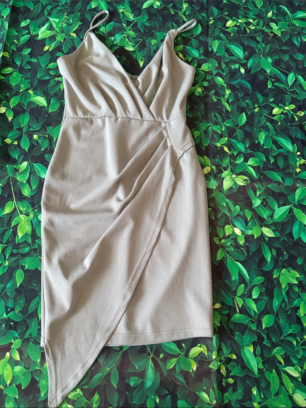Windsor Sage Green. Faux-Wrap Mini Dress